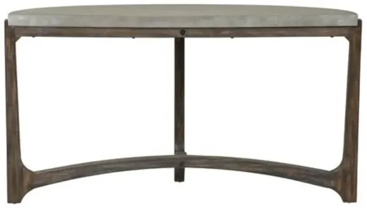 Liberty Furniture Cascade Wire Brush Rustic Brown Sofa Table with Concrete Top 