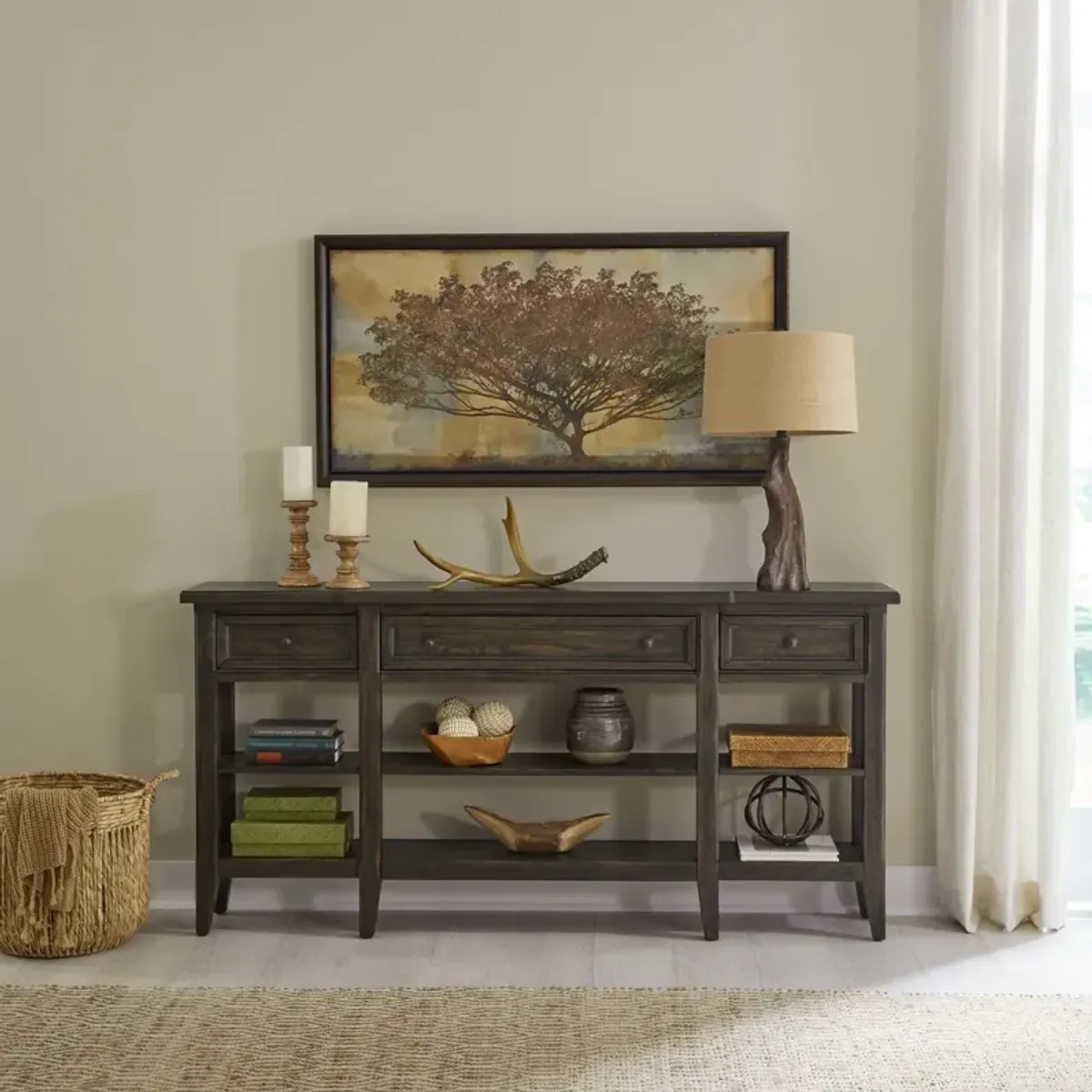 Liberty Furniture Paradise Valley Saddle Brown Hall Console Table