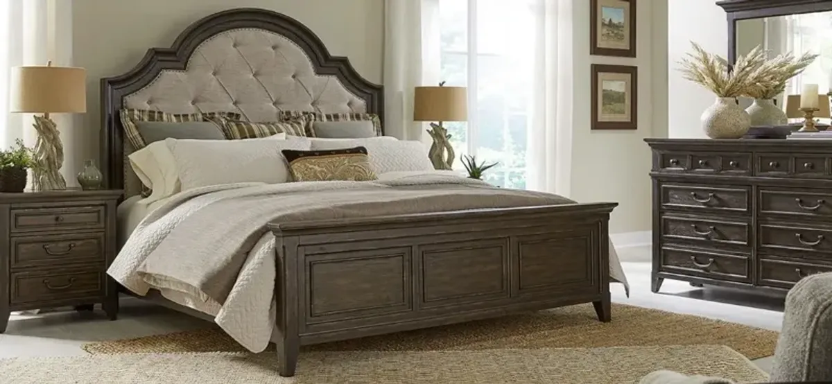 Liberty Furniture Paradise Valley 4-Piece Saddle Brown California King Upholstered Bedroom Set