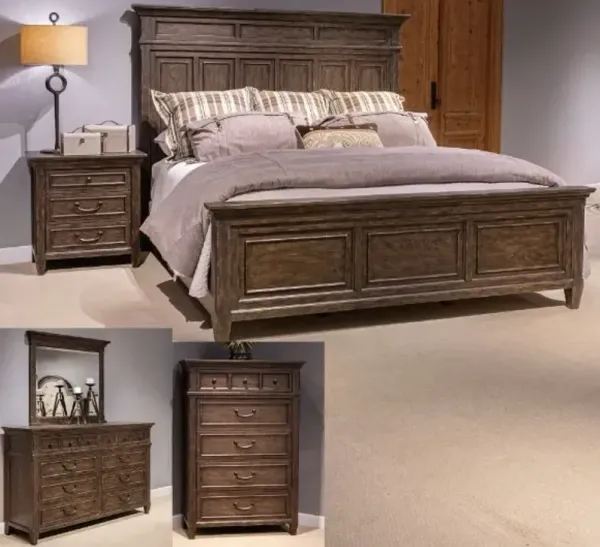 Liberty Furniture Paradise Valley 4-Piece Saddle Brown King Panel Bedroom Set