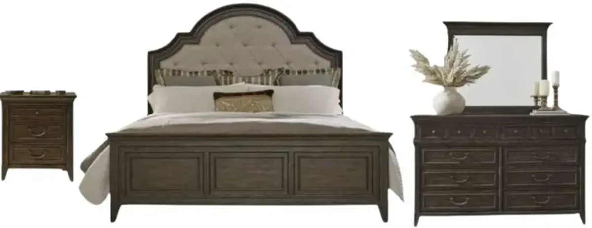 Liberty Furniture Paradise Valley 4-Piece Saddle Brown King Upholstered Panel Bedroom Set