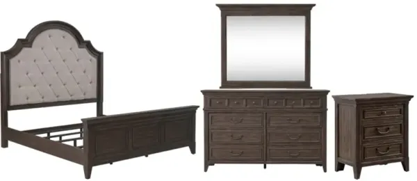 Liberty Furniture Paradise Valley 4-Piece Saddle Brown King Upholstered Panel Bedroom Set