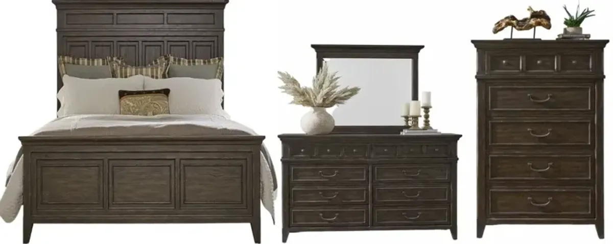 Liberty Furniture Paradise Valley 4-Piece Saddle Brown Queen Panel Bedroom Set