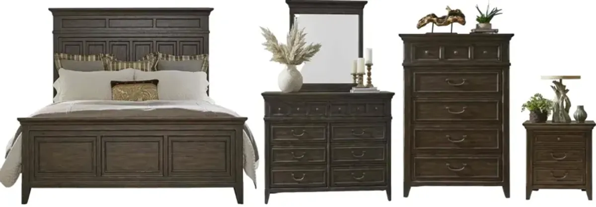 Liberty Furniture Paradise Valley 5-Piece Saddle Brown Queen Panel Bedroom Set