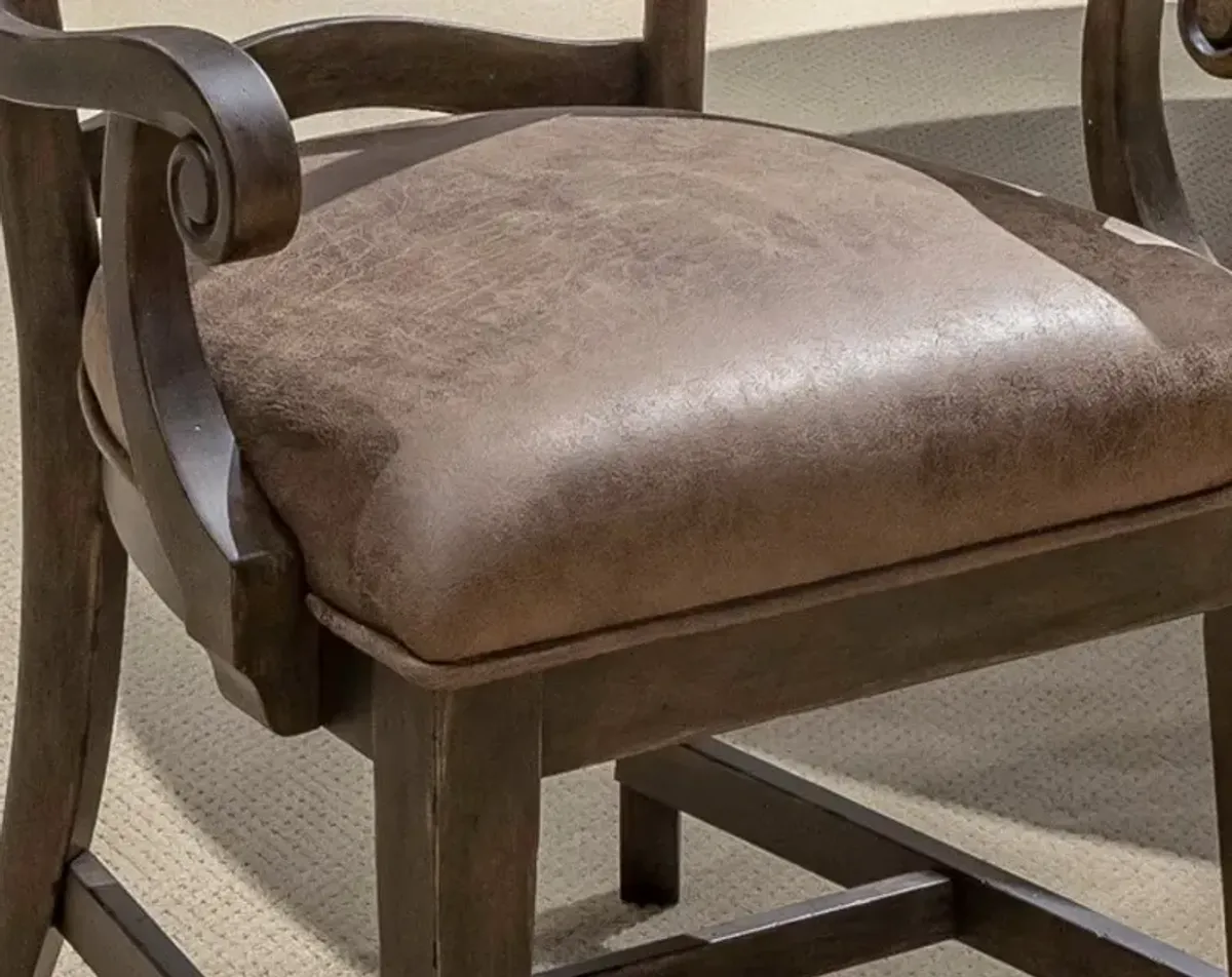 Liberty Furniture Paradise Valley Saddle Brown Table Upholstered Ladder Back Arm Chair