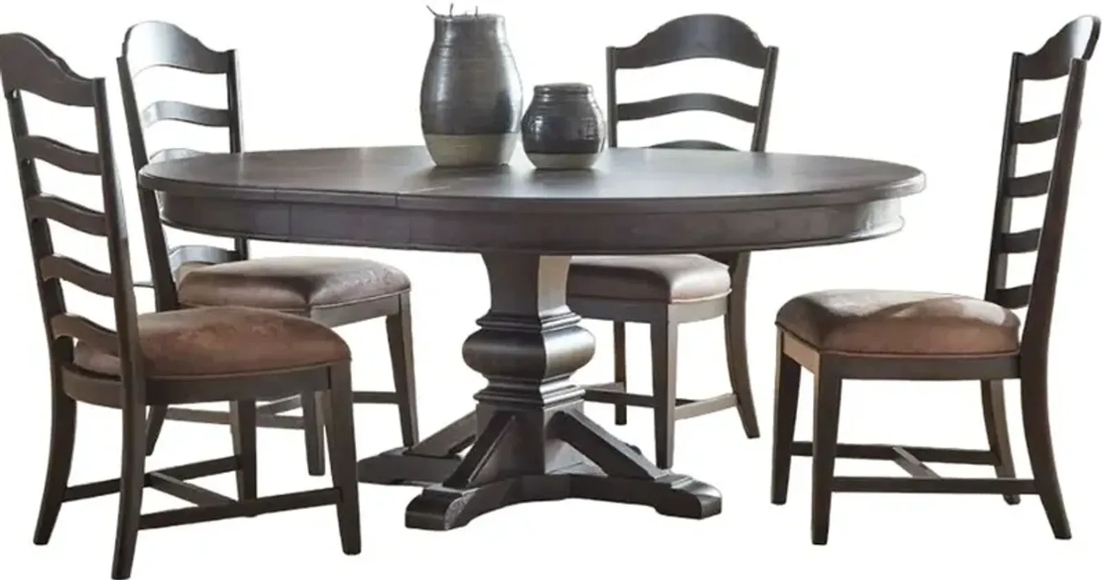 Liberty Furniture Paradise Valley 5-Piece Saddle Brown Pedestal Table Set