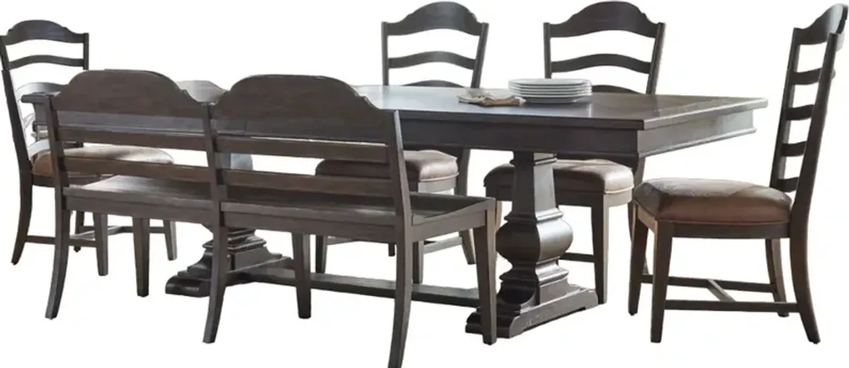 Liberty Furniture Paradise Valley 6-Piece Saddle Brown Trestle Table Set
