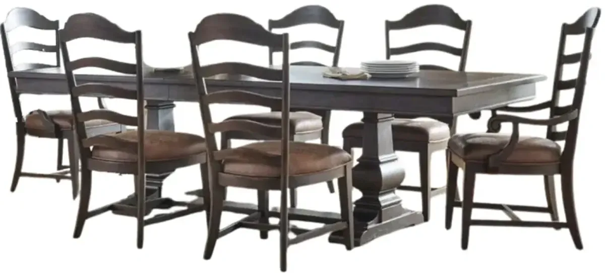 Liberty Furniture Paradise Valley 7-Piece Saddle Brown Trestle Dining Table Set