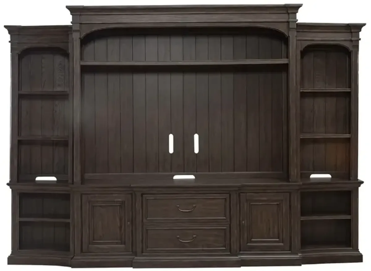 Liberty Furniture Paradise Valley Saddle Brown Entertainment Center with Piers