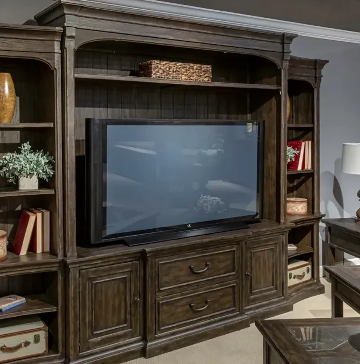 Liberty Furniture Paradise Valley Saddle Brown Entertainment Center