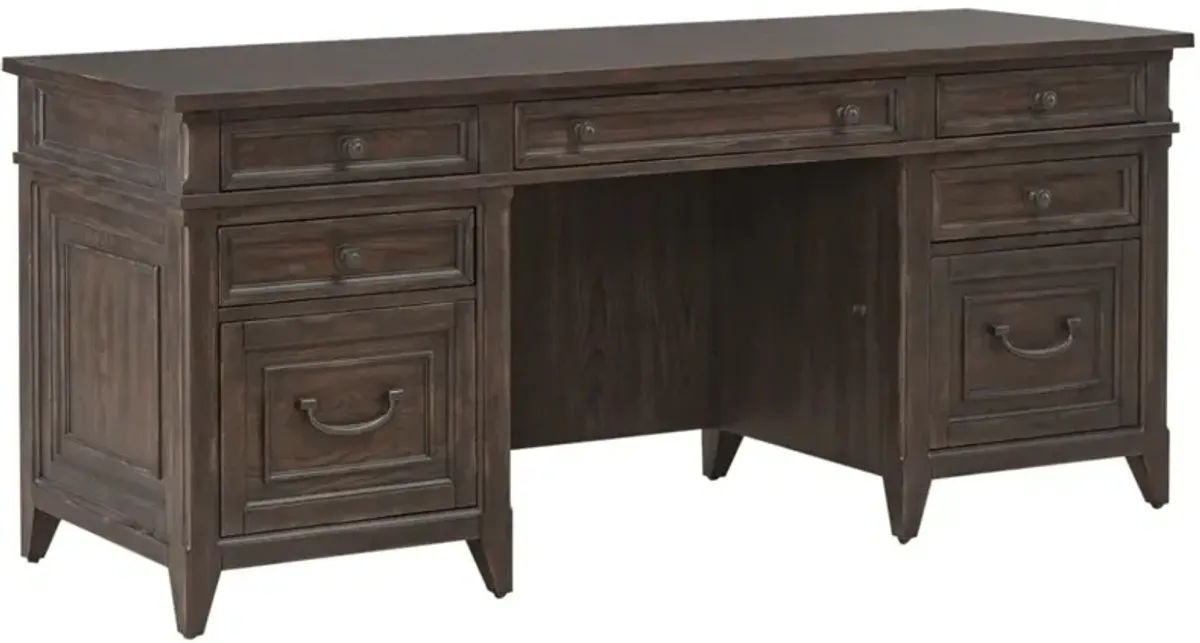 Liberty Furniture Paradise Valley Saddle Brown Trestle Executive Credenza
