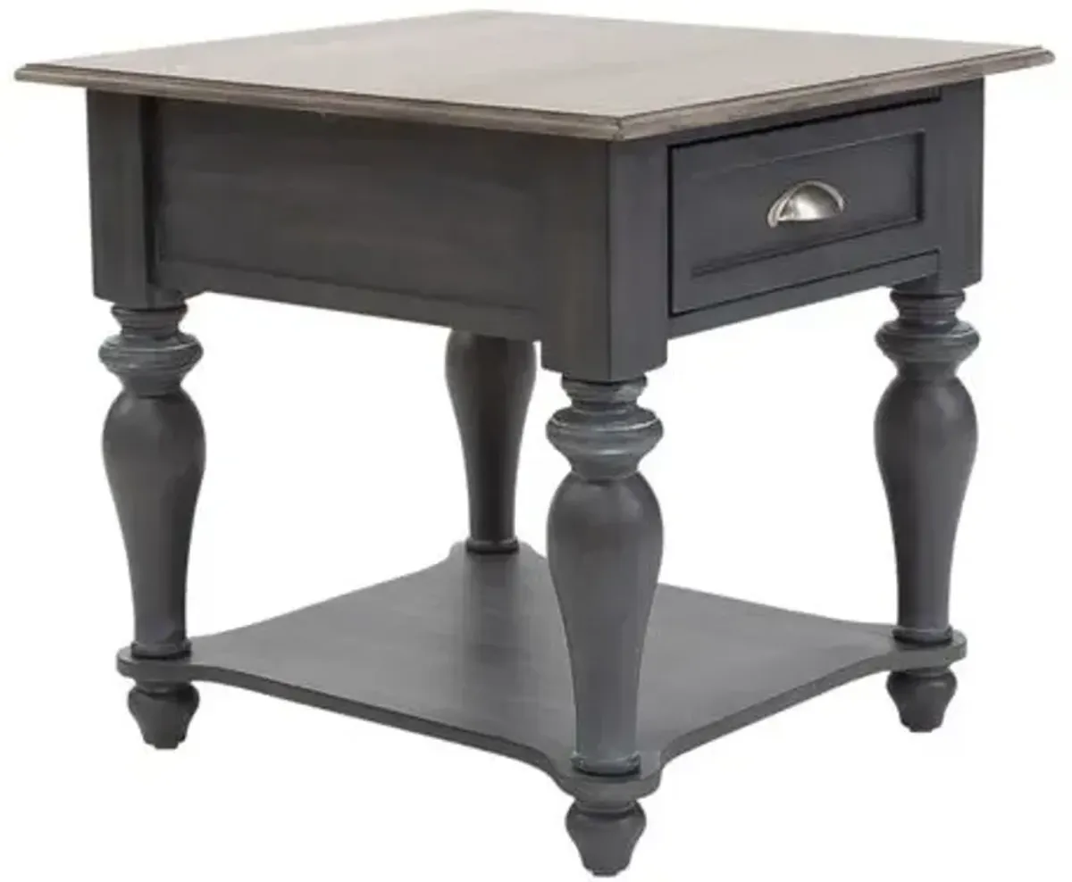Liberty Furniture Ocean Isle Slate End Table with Weathered Pine Top