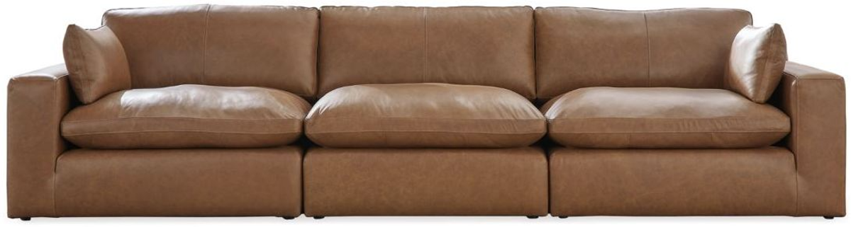 Signature Design by Ashley® Emilia 3-Piece Caramel Sectional Loveseat