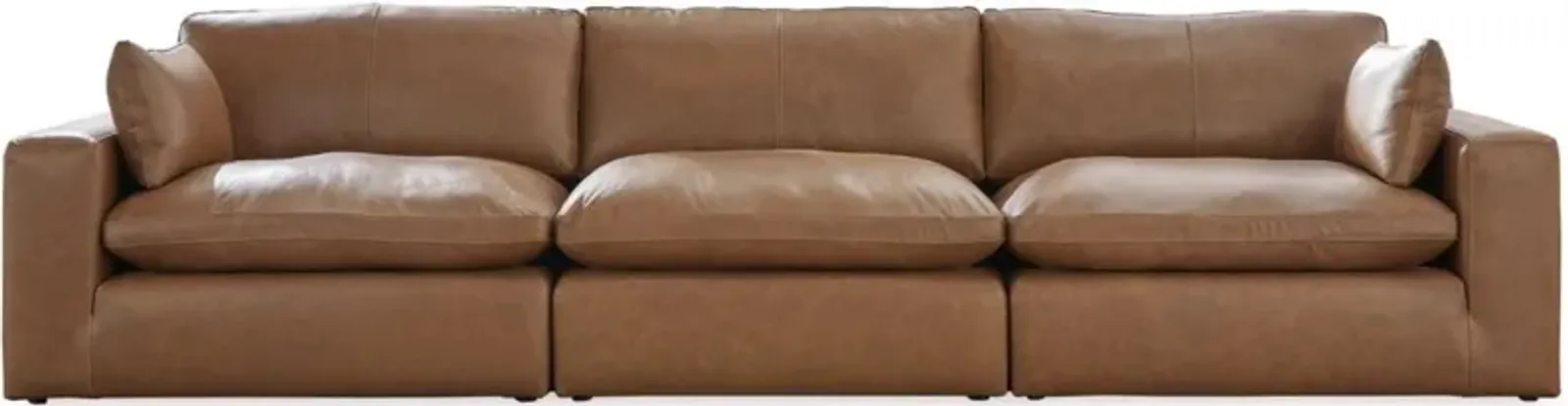 Signature Design by Ashley® Emilia 3-Piece Caramel Sectional Loveseat