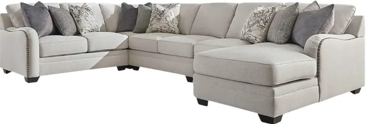 Benchcraft® Dellara 4-Piece Chalk Right-Arm Facing Sectional with Corner Chaise