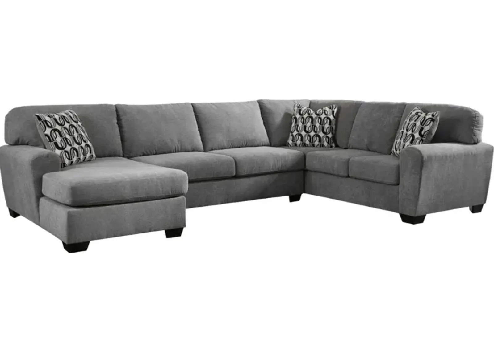 Benchcraft® Birkdale Court 3-Piece Gray Left-Arm Facing Sectional and Chaise