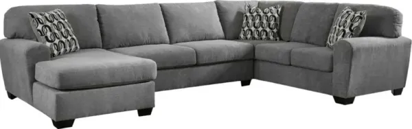 Benchcraft® Birkdale Court 3-Piece Gray Left-Arm Facing Sectional and Chaise