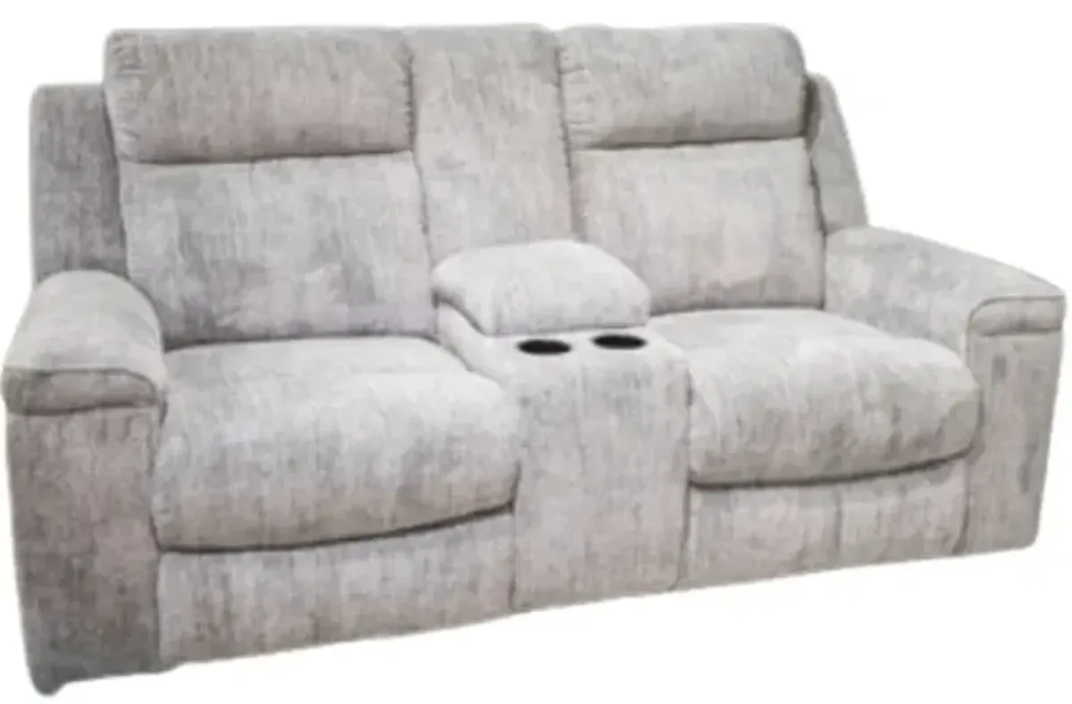 Benchcraft® Buntington Pewter Power Reclining Loveseat with Console