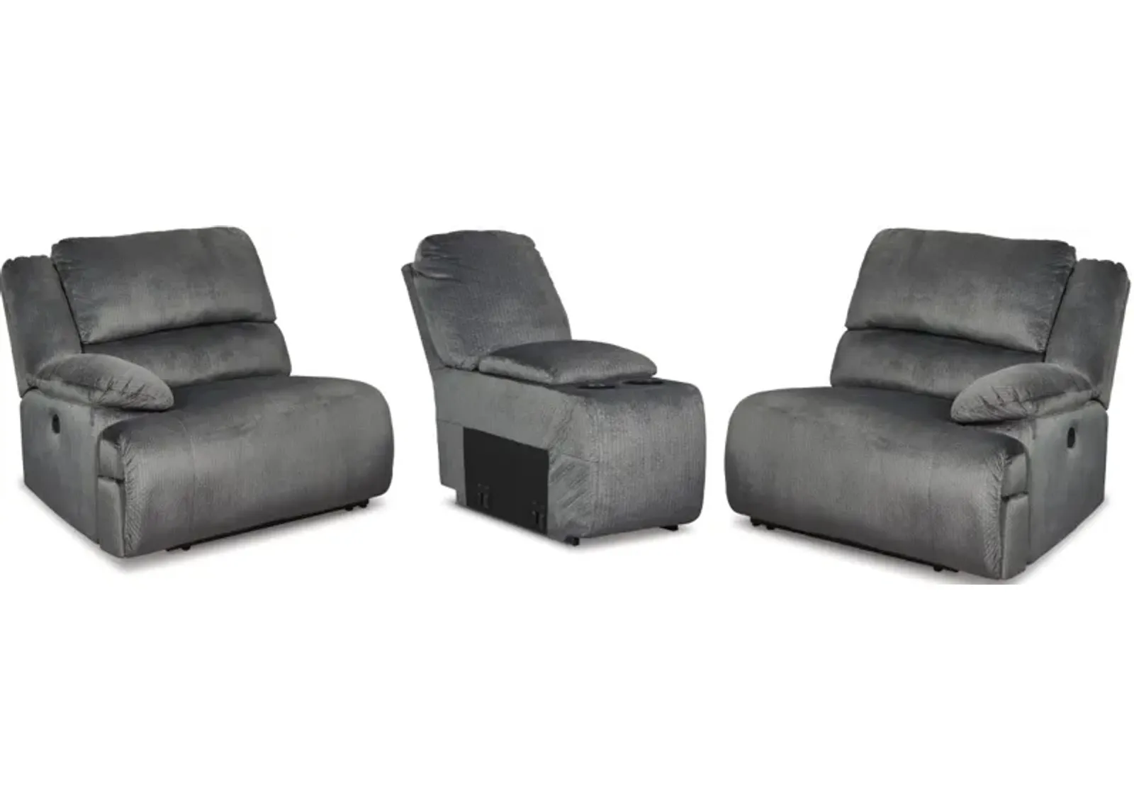 Signature Design by Ashley® Clonmel 3-Piece Charcoal Reclining Sectional and Console with Storage 