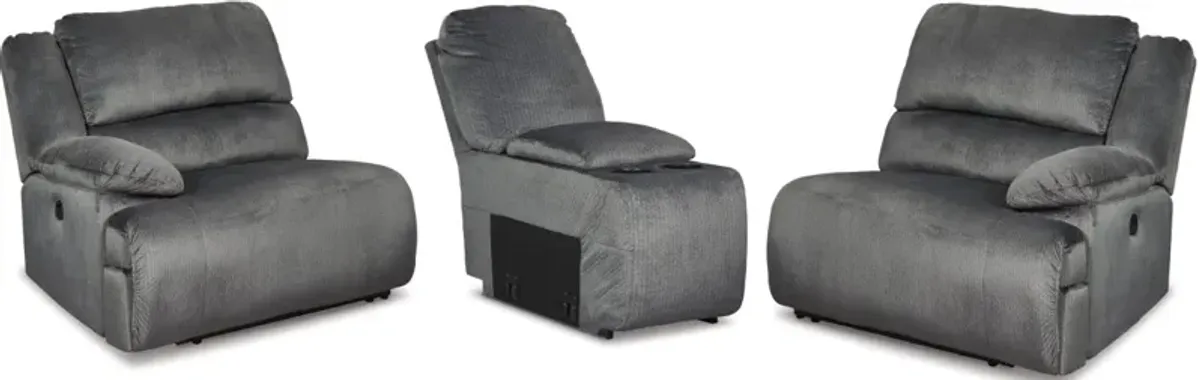 Signature Design by Ashley® Clonmel 3-Piece Charcoal Reclining Sectional and Console with Storage 