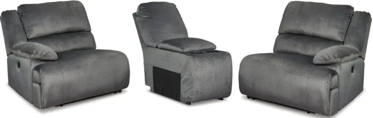Signature Design by Ashley® Clonmel 3-Piece Charcoal Reclining Sectional and Console with Storage 