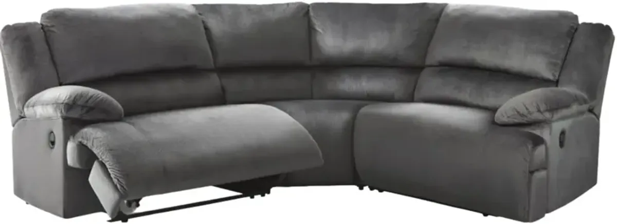 Signature Design by Ashley® Clonmel 4-Piece Charcoal Manual Reclining Curved Sectional