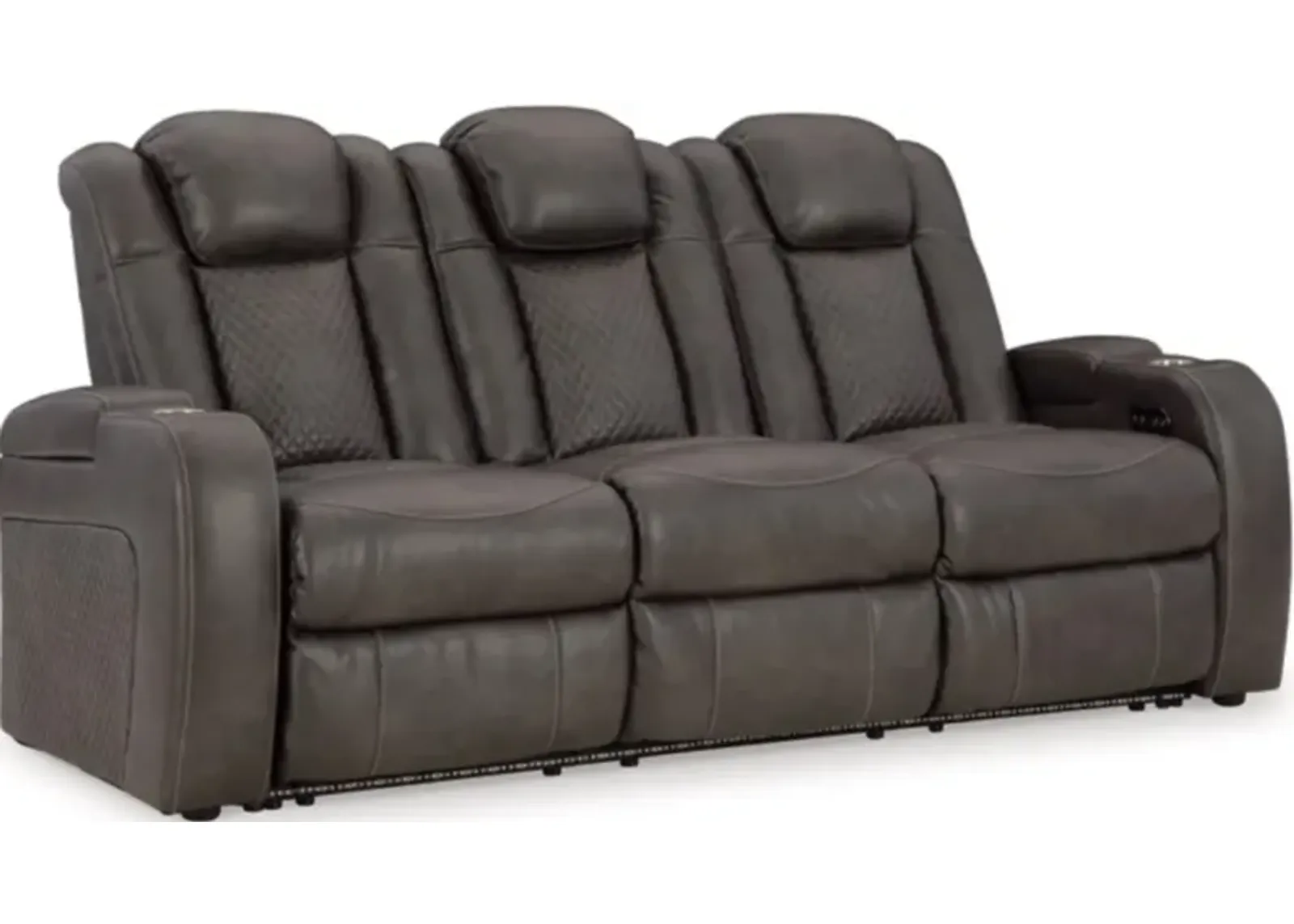 Signature Design by Ashley® Fyne-Dyme Shadow Power Reclining Sofa