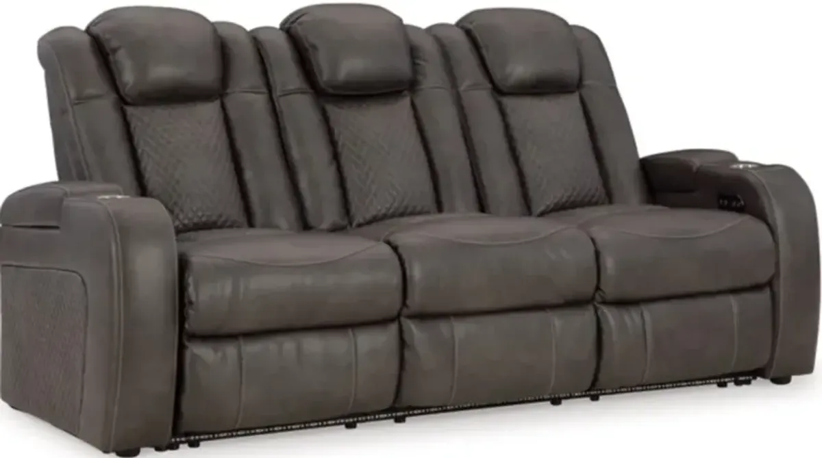 Signature Design by Ashley® Fyne-Dyme Shadow Power Reclining Sofa