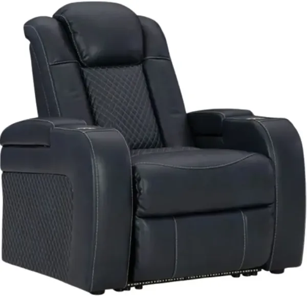 Signature Design by Ashley® Fyne-Dyme Sapphire Power Recliner with Adjustable Headrest