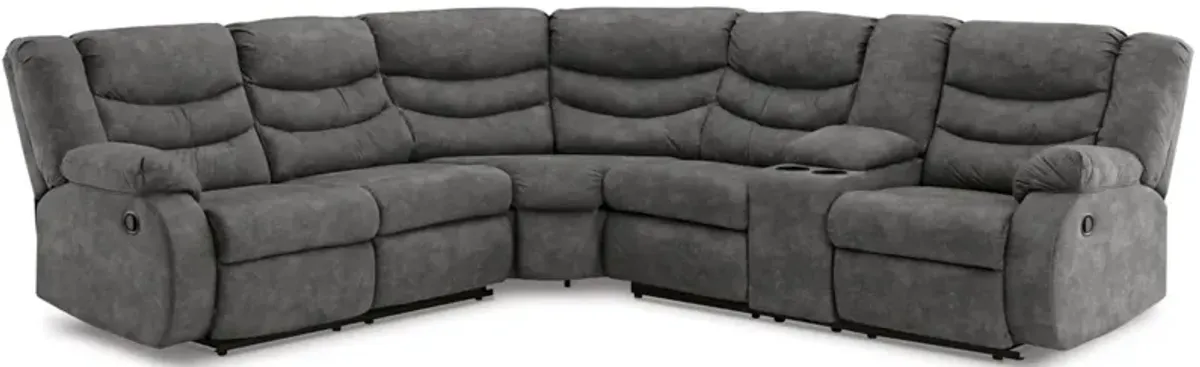 Signature Design by Ashley® Partymate 2-Piece Slate Reclining Sectional with Console