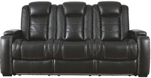 Signature Design by Ashley® Party Time Midnight Power Reclining Sofa with Adjustable Headrest
