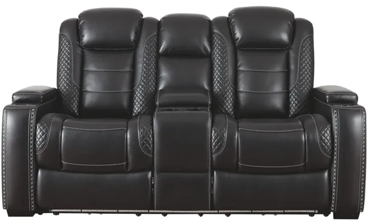 Signature Design by Ashley® Party Time Midnight Power Reclining Loveseat with Console