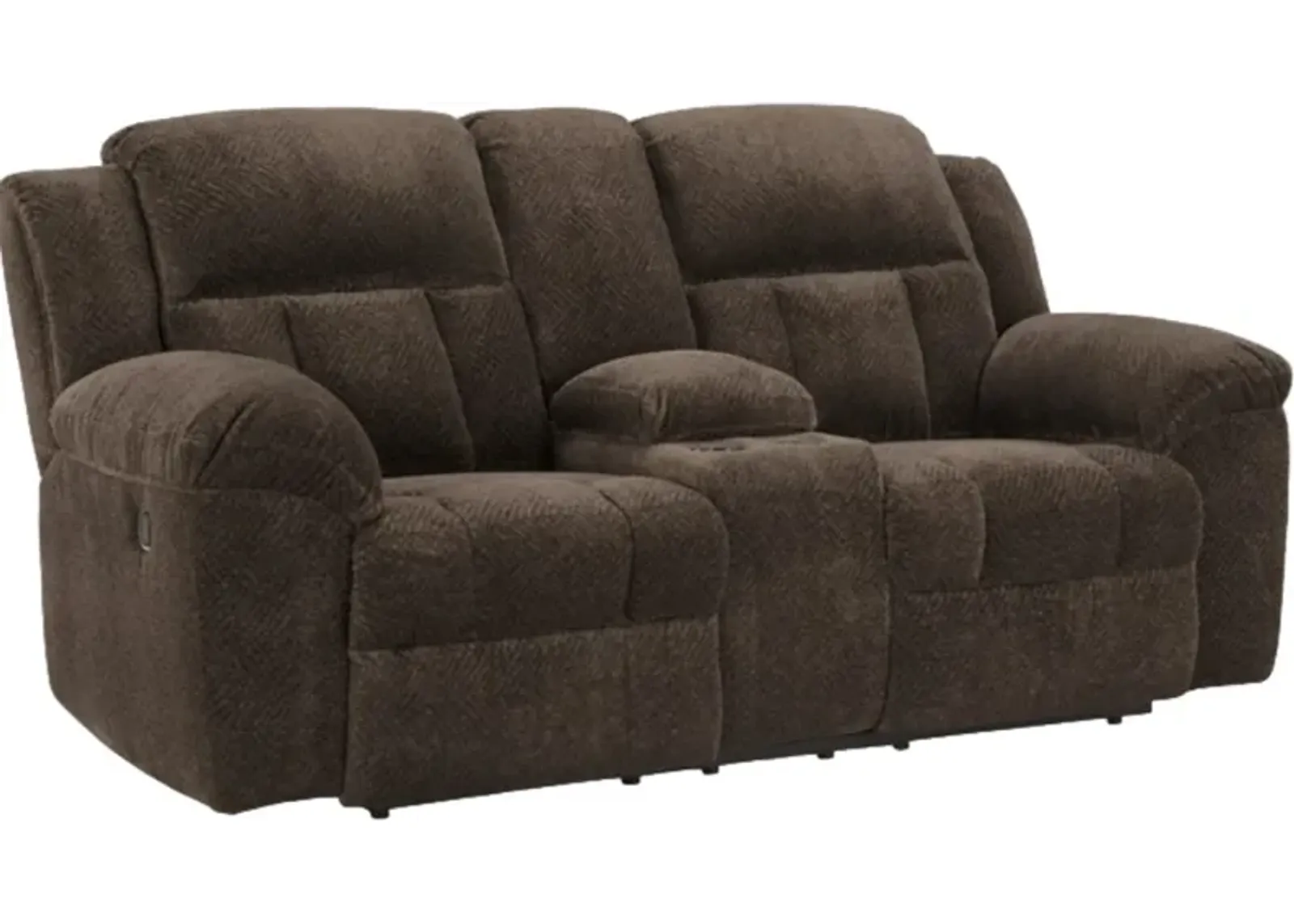 Signature Design by Ashley® Frohn Chocolate Reclining Loveseat with Console