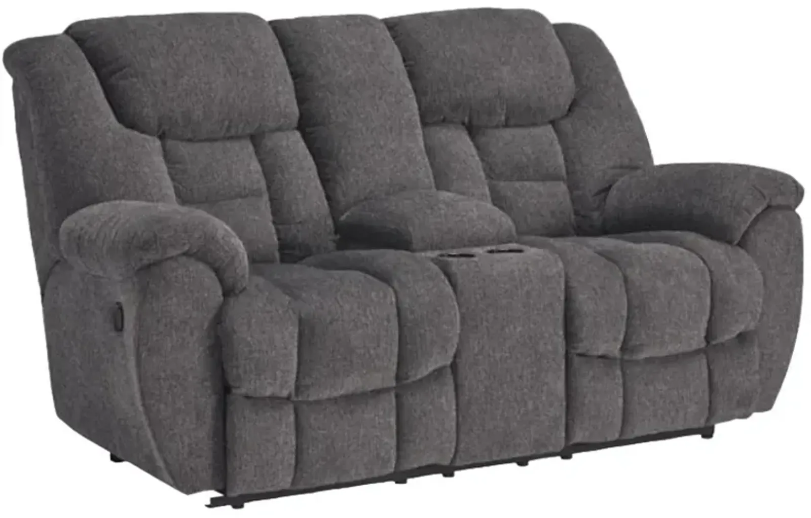 Signature Design by Ashley® Foreside Charcoal Reclining Loveseat with Console