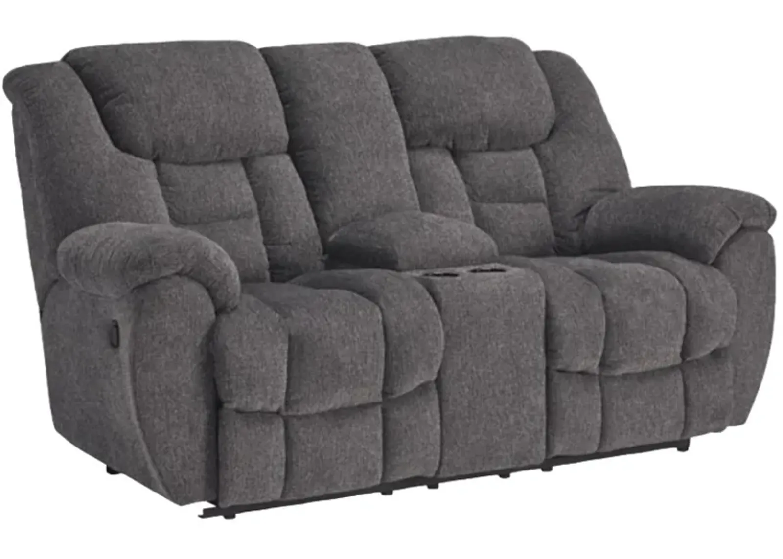 Signature Design by Ashley® Foreside Charcoal Reclining Loveseat with Console