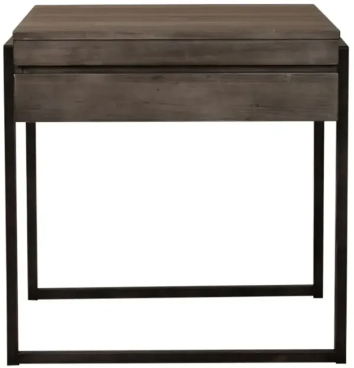 Liberty Furniture Gateway Weathered Gray End Table with Black Metal Frames