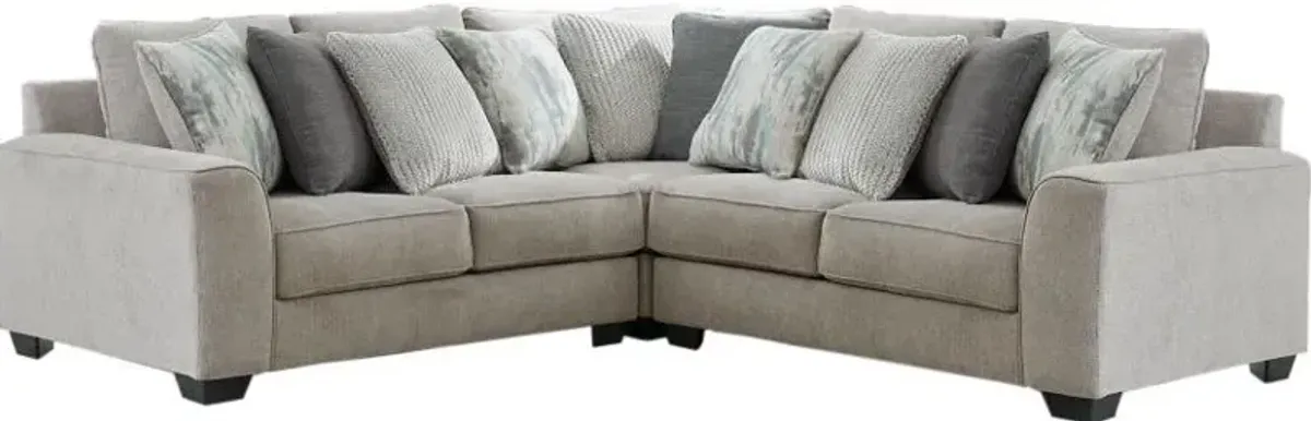 Benchcraft® Ardsley 3-Piece Pewter Loveseat Sectional