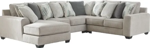 Benchcraft® Ardsley 4-Piece Pewter Left Arm Facing Sectional and Chaise