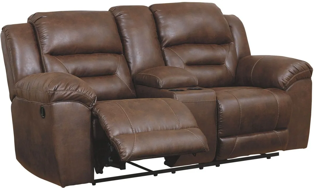 Signature Design by Ashley® Stoneland Chocolate Reclining Loveseat with Console