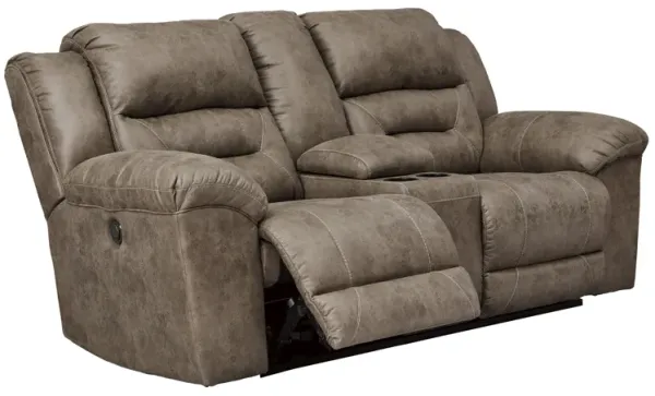 Signature Design by Ashley® Stoneland Fossil Power Double Reclining Loveseat with Console