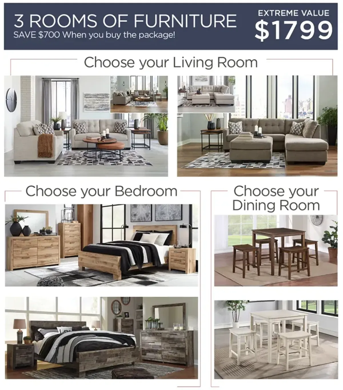 Huge Savings! 3 Room Package $1799