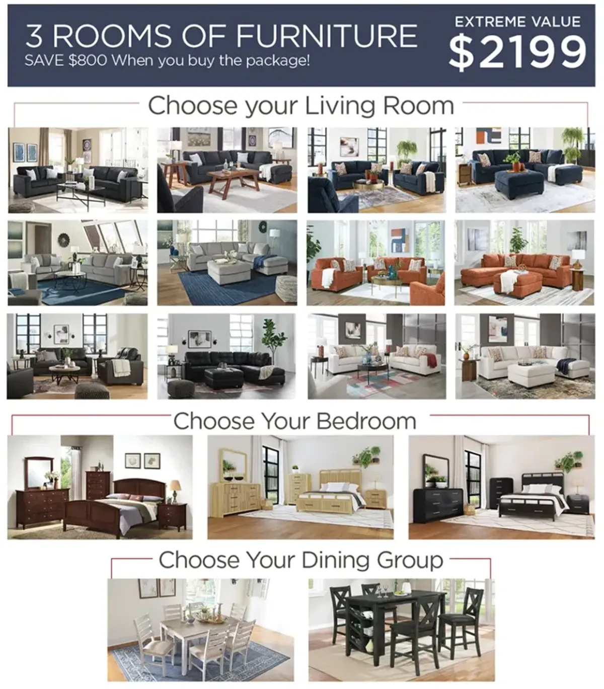 Huge Savings! 3 Room Package $2199