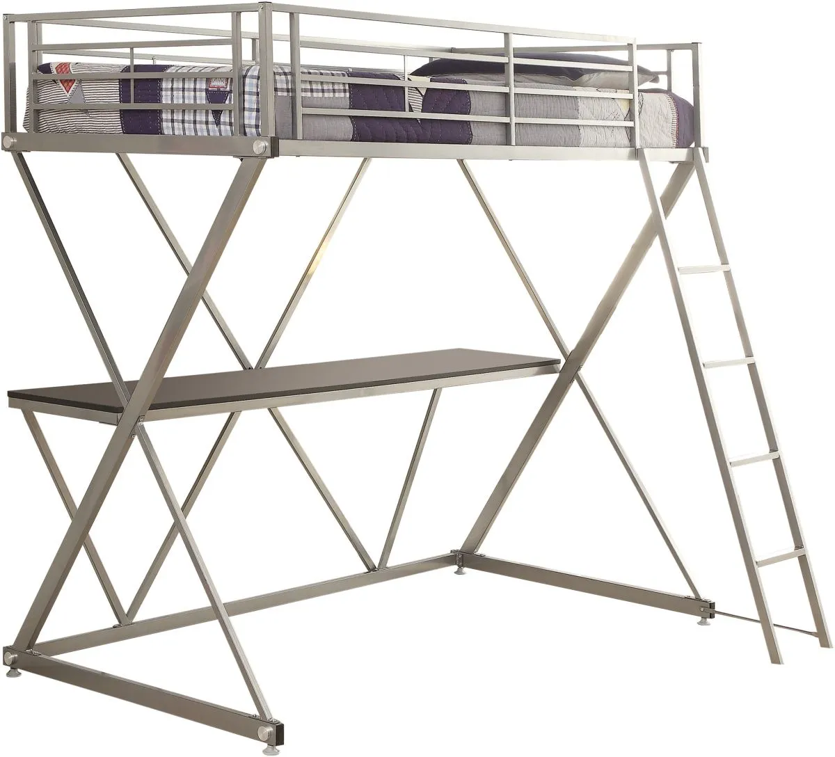 Coaster® Hyde Silver Twin Workstation Loft Bed