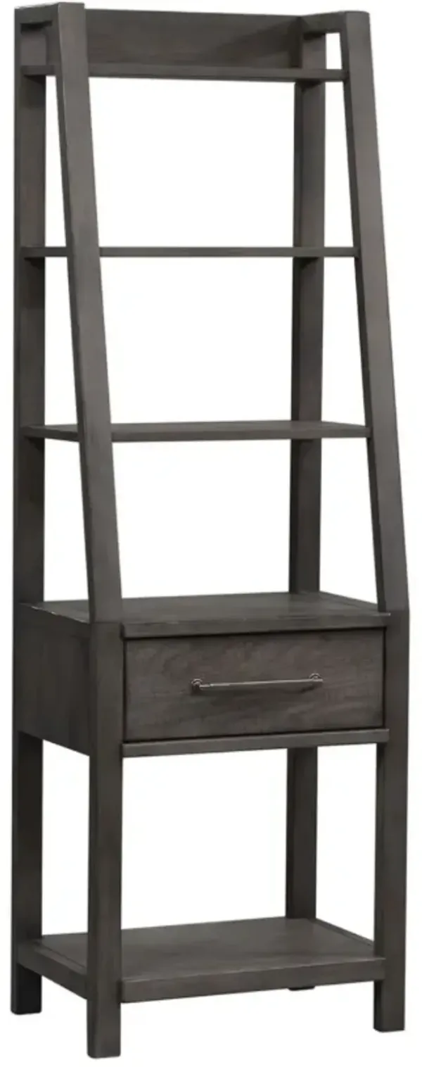Liberty Furniture Modern Farmhouse Dusty Charcoal Leaning Bookcase