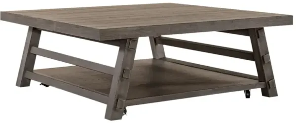 Liberty Furniture Modern Farmhouse Dusty Charcoal Oversized Square Cocktail Table