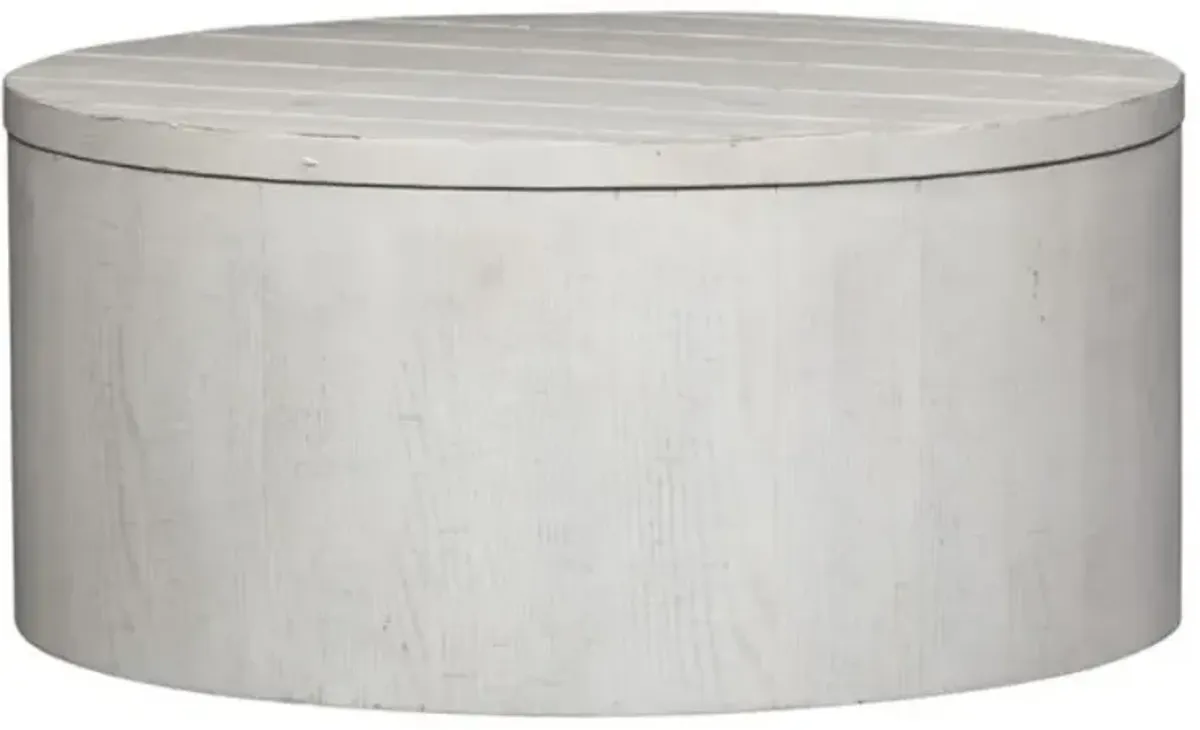 Liberty Furniture Modern Farmhouse White Drum Cocktail Table