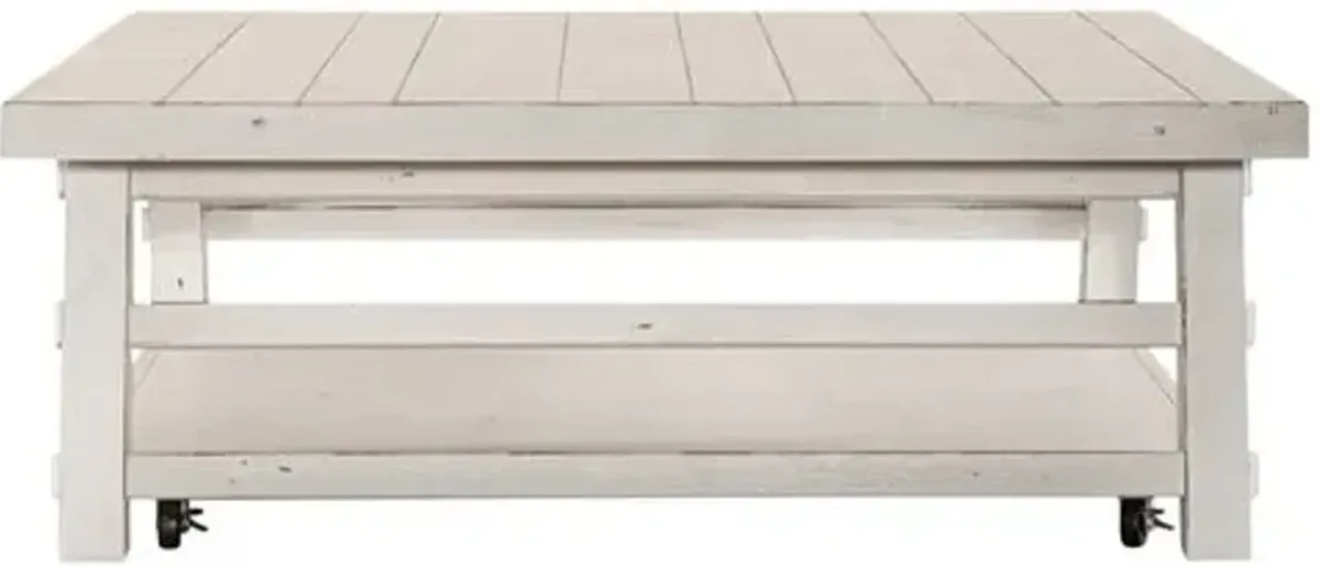 Liberty Furniture Modern Farmhouse Flea Market White Oversized Cocktail Table