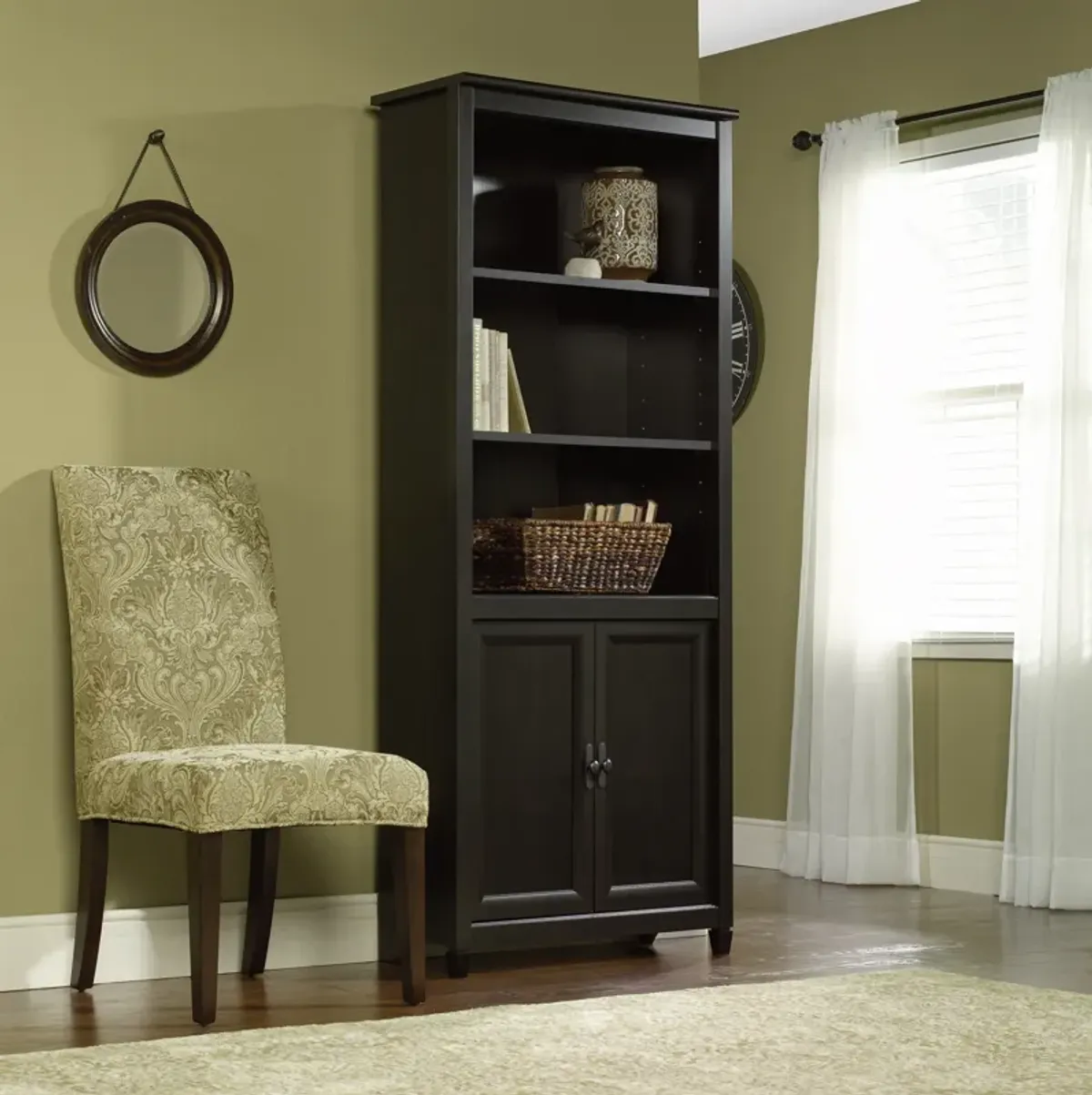 Sauder® Edge Water® Estate Black® Library with Doors