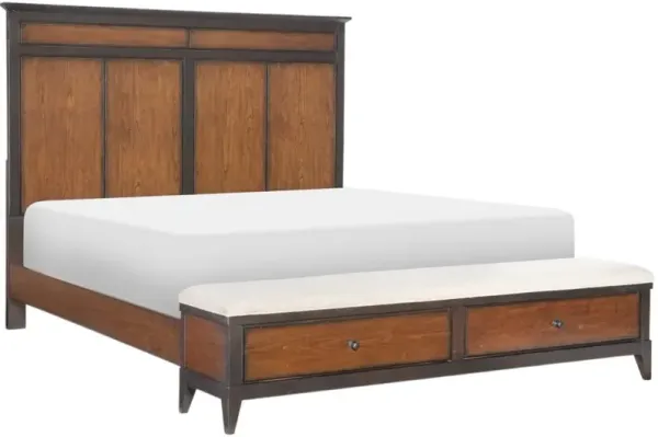 Legacy Classic Fenmore Distressed Cherry/Mocha California King Panel Bed with Storage Bench