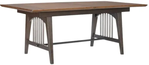 Legacy Classic Fenmore Distressed Cherry Top Trestle Dining Table with Dark Mocha Base